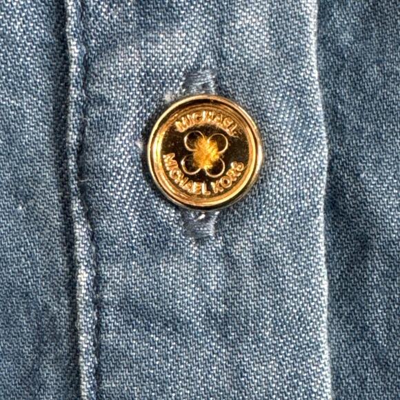 MICHAEL Michael Kors Women's Button Front Shirtdress Light Cadet Wash Size M - Picture 10 of 12